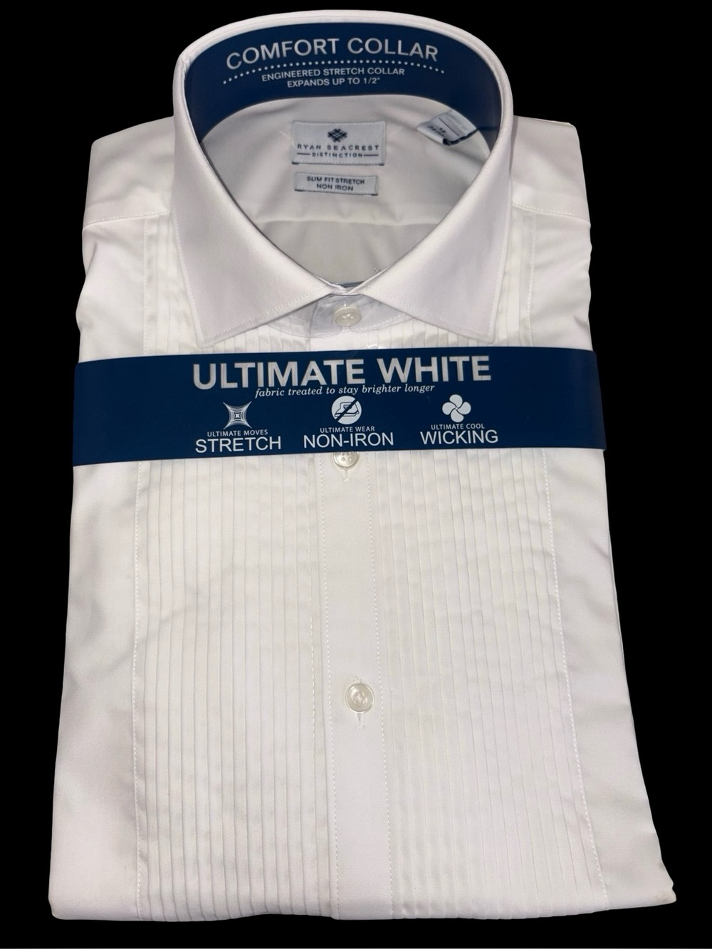Ryan Seacrest Distinction Ultimate White Slim Stretch Tux Dress Shirt 16 34/35